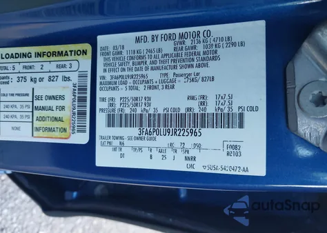 2018 Ford Fusion Hybrid Se z USA, uszkodzony, nr VIN 3FA6P0LU9JR225965